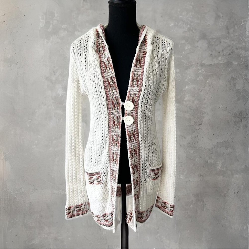 Tejiestilo Sueter’s Tribal Boho Hooded Long Length Crochet Cardigan